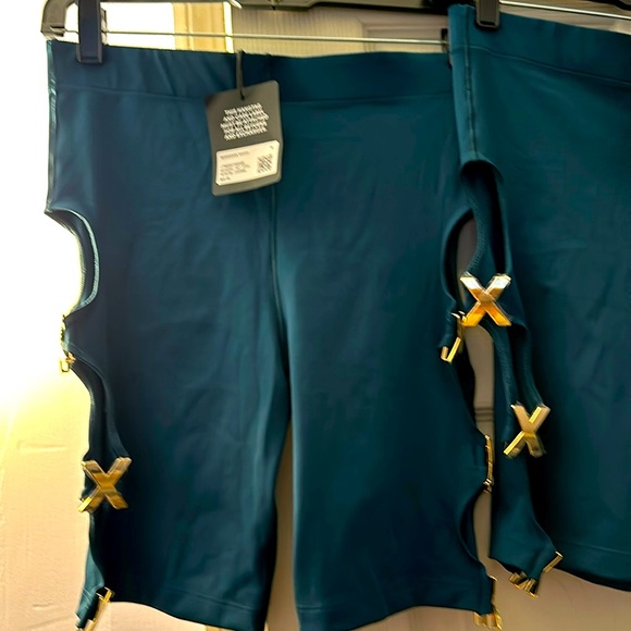 Savage X Fenty Pants - Savage X Fenty XXX bike shorts in TEAL Super hot! 3 gold tone X’s on both sides